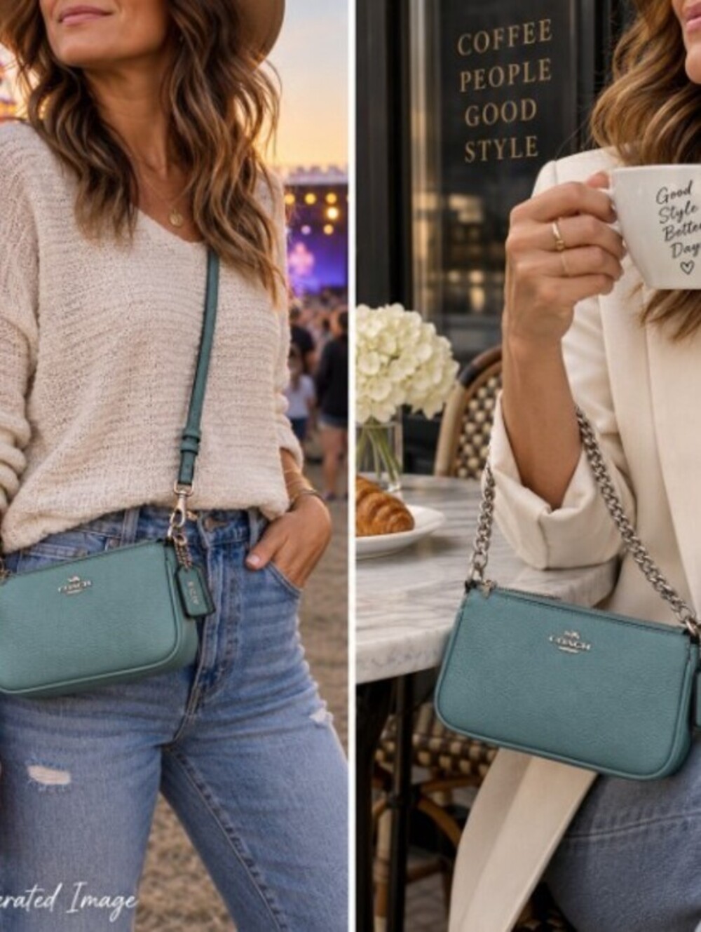 Coach Nolita 19 Peacock Teal Pebble Leather Wristlet Crossbody Bag F53077 NWOT